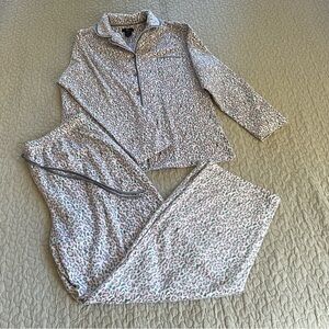 Aria Collection Light Pink, Gray & White Animal Print Fleece 2pc Pajama Set